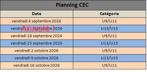 🏀Planning des CEC (septembre-octobre)🏀