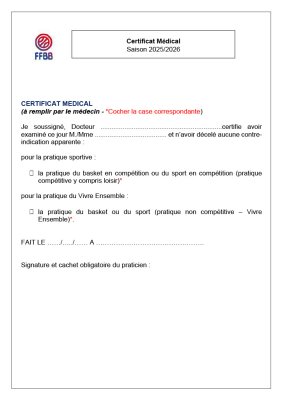 Certificat Médical 26/27